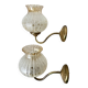 Pair of retro wall lights in glass and gold metal