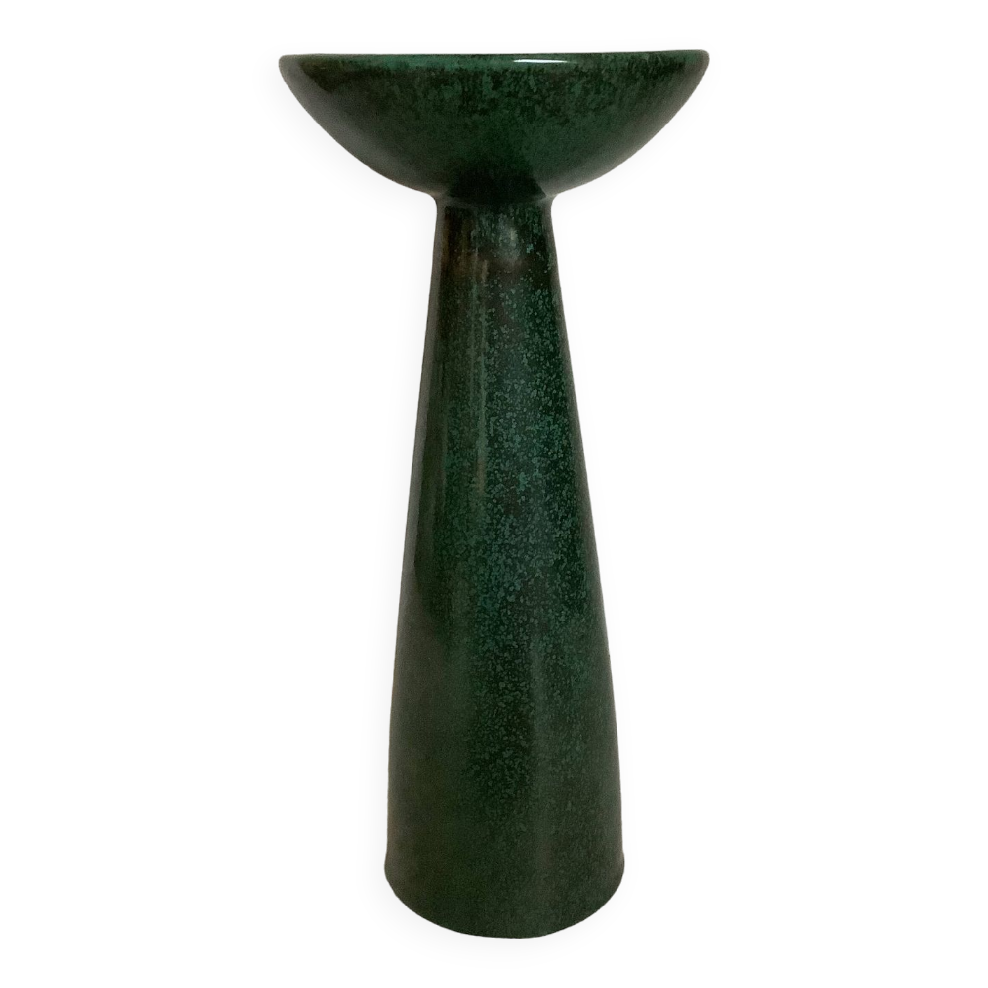 Large Scandinavian green ceramic candle holder