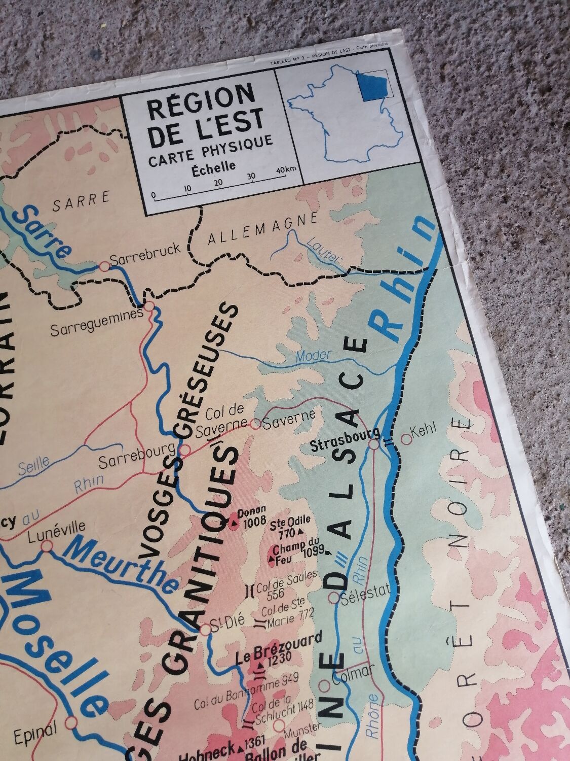 Vintage school map of France, Northern and Eastern Regions