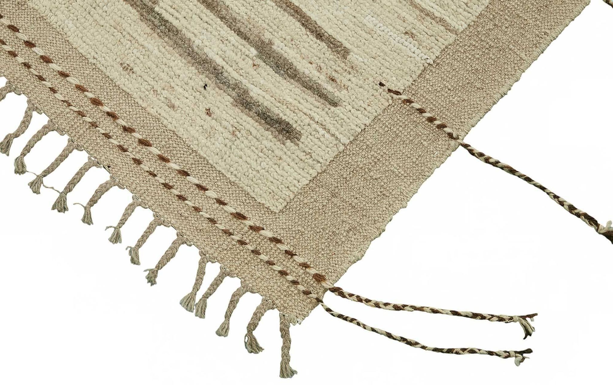 Tapis turc rustique tissé à la main en laine beige 276 cm x 358 cm
