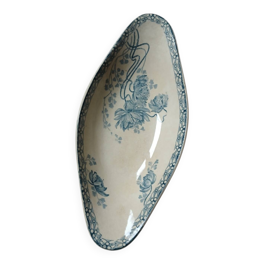 Ravier Ancien Faïence Terre De Fer Salins Francois 1er - Motif Bleu