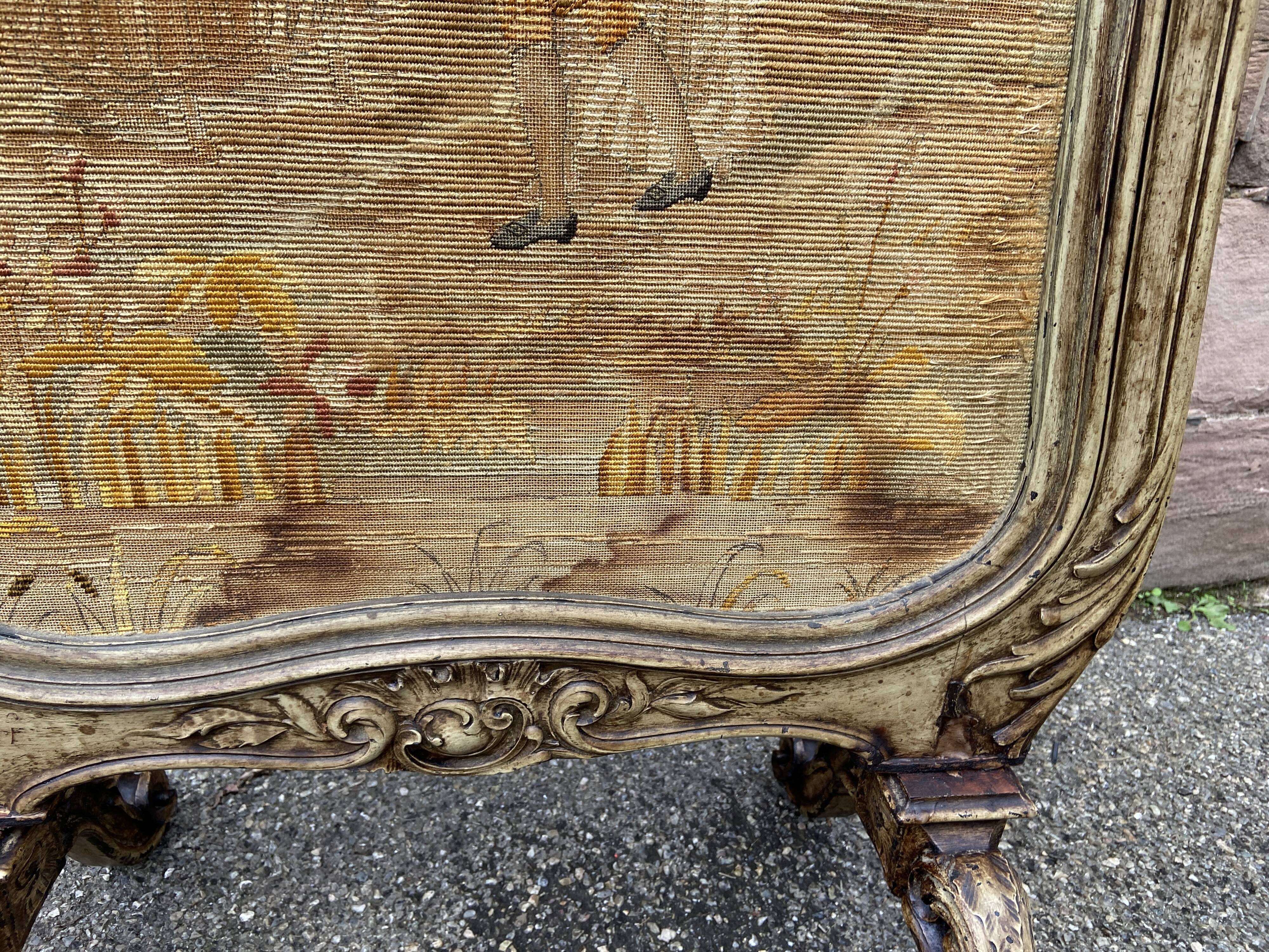 Louis XV fireplace fire screen Rocaille walnut 19th century