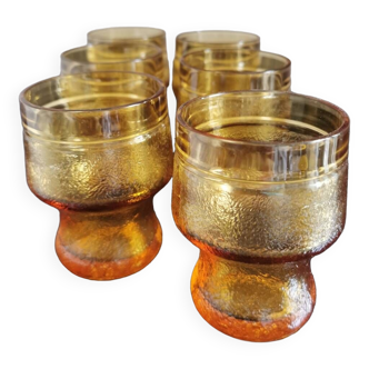 6 verres ambrés dlg Biot années 80