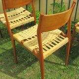 Three Scandinavian chairs - seated in braided rope