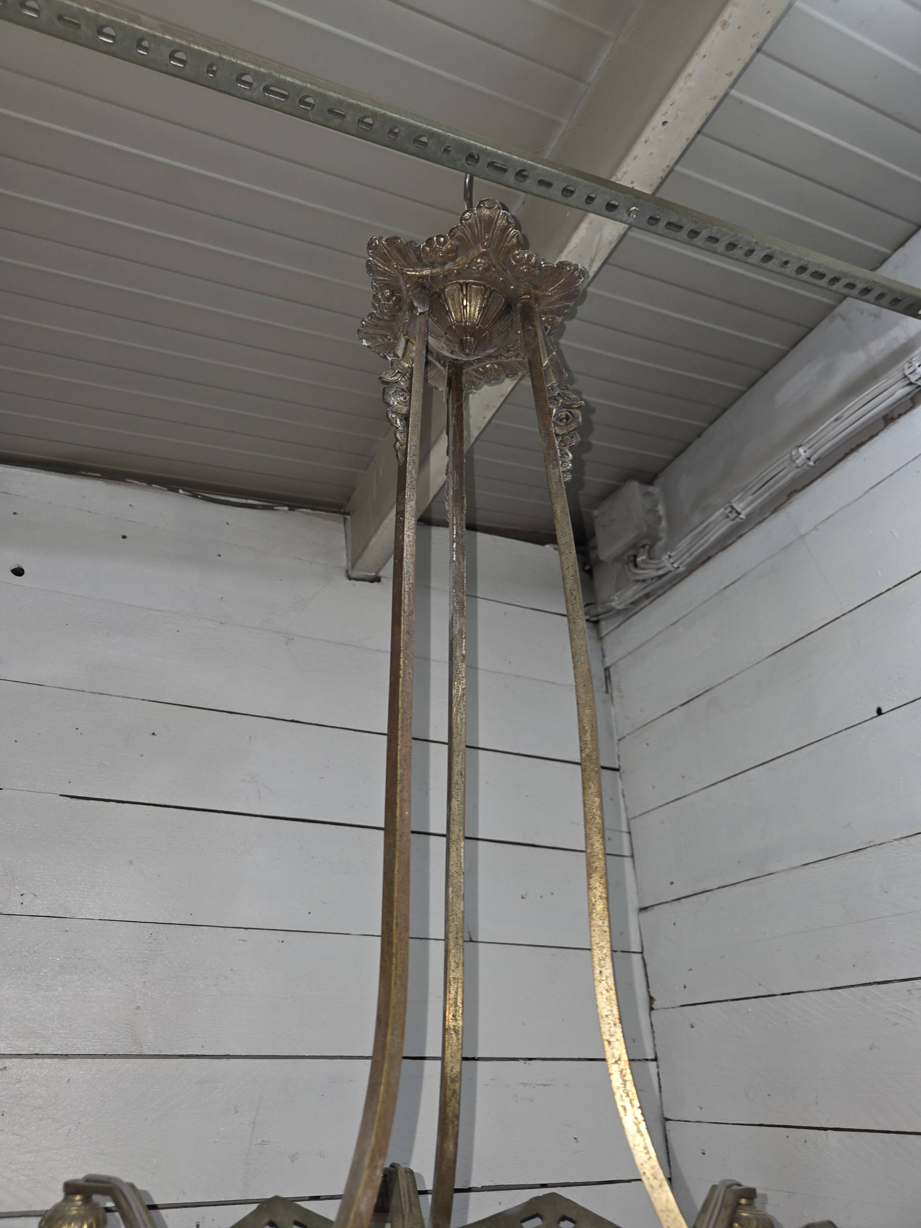 1930s Art Deco bronze chandelier