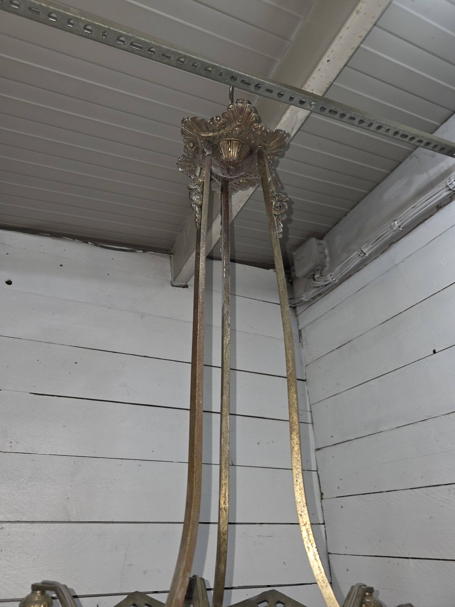 1930s Art Deco bronze chandelier