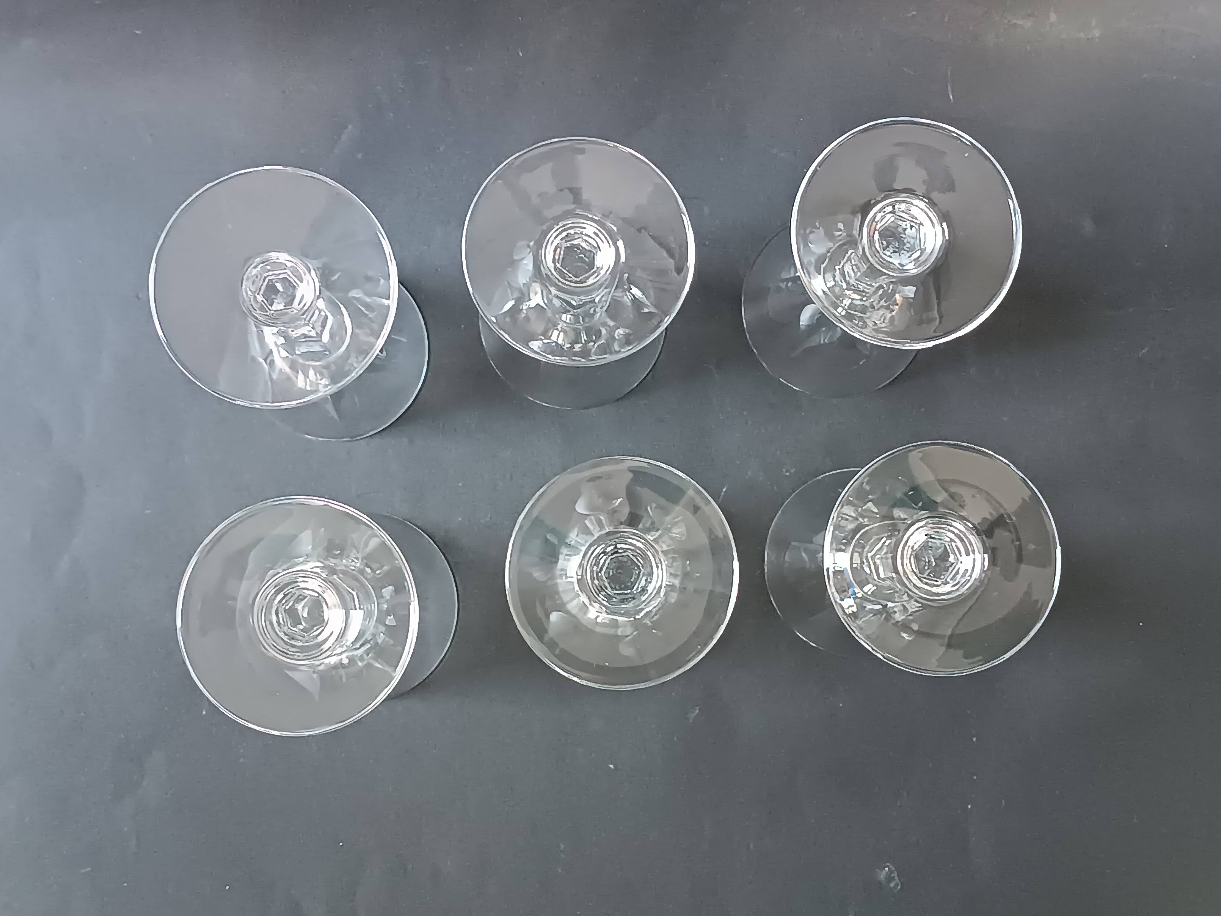6 crystal stem glasses Cerdagne service Saint Louis vintage