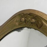 Oval gold mirror with faceted edge, 1950s