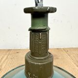 Industrial Green Enamel Factory Pendant Lamp with Cast Aluminium Top, 1960s