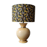Yellow and gold ceramic table lamp | Kotska, saffron wax lampshade