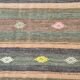 6x9 Gray & Green Striped Pattern Kilim Rug, 176x262Cm