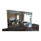 Panoramic mirror with etched parcloses in Art Deco style.