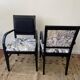Black wooden armchair with golden leaves