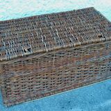 Brutalist folk art hazel rattan trunk