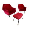 Italian armchairs and Ottoman of the 50s style Gigi Radice