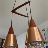 Scandinavian Boomerang chandelier from the 60s in teak, metal and glass