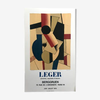 Affiche originale en lithographie d'après Fernand LEGER, Galerie Berggruen I, 1979