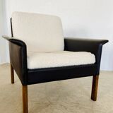 1960s retro Hans Olsen rosewood and leather lounge chair