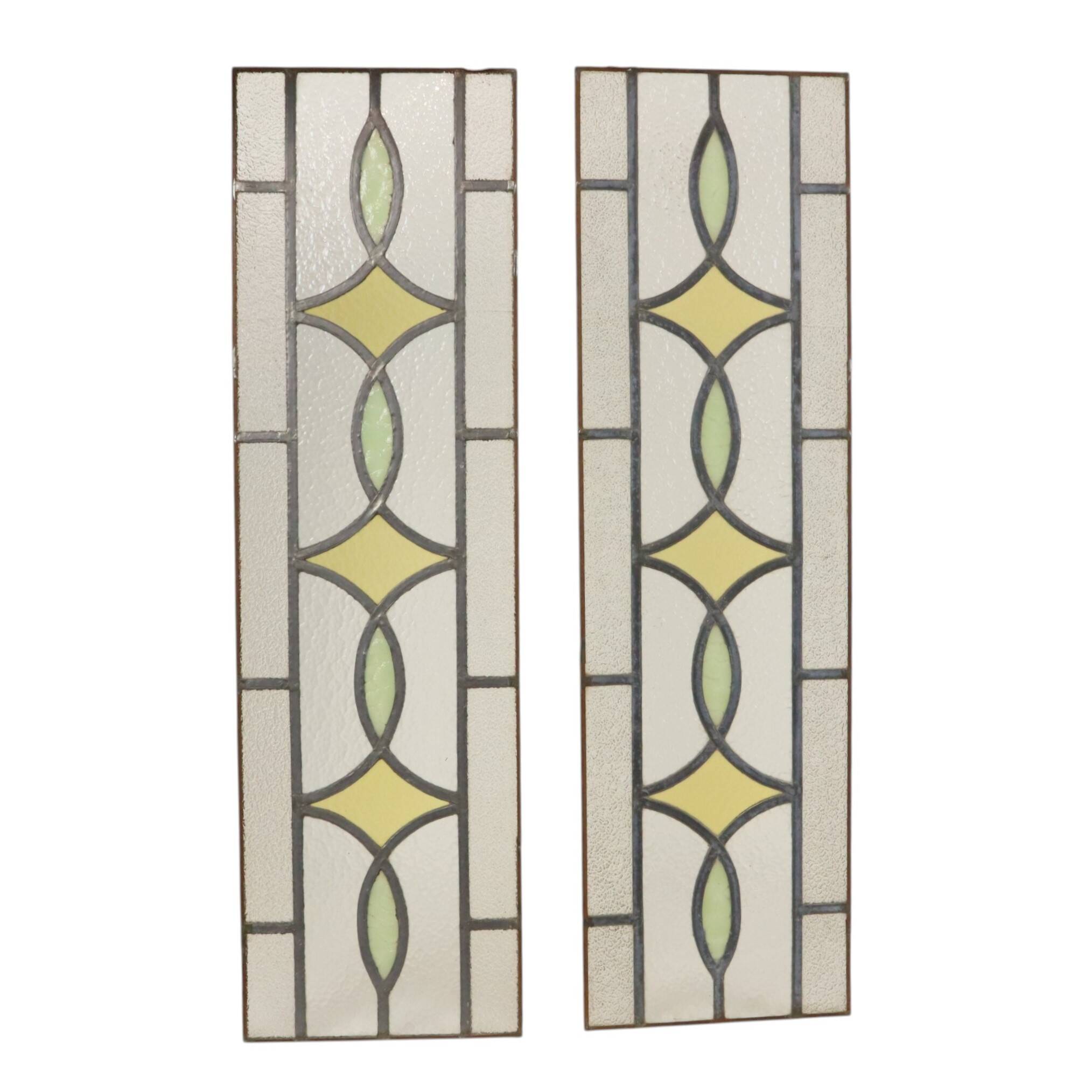 Art Deco Geometric Stained Glass Window 85x24cm