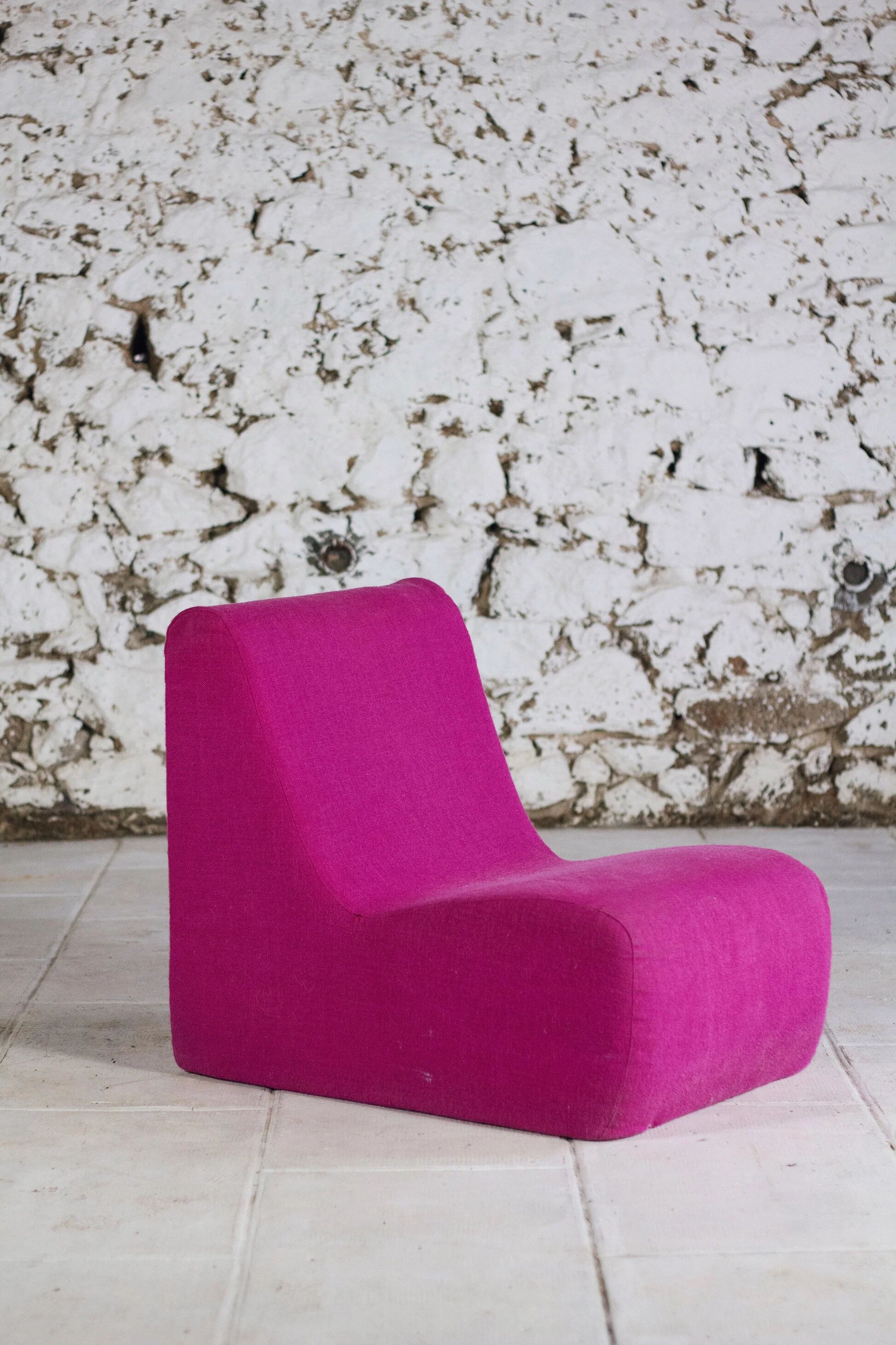 Pink wool armchair, 1970
