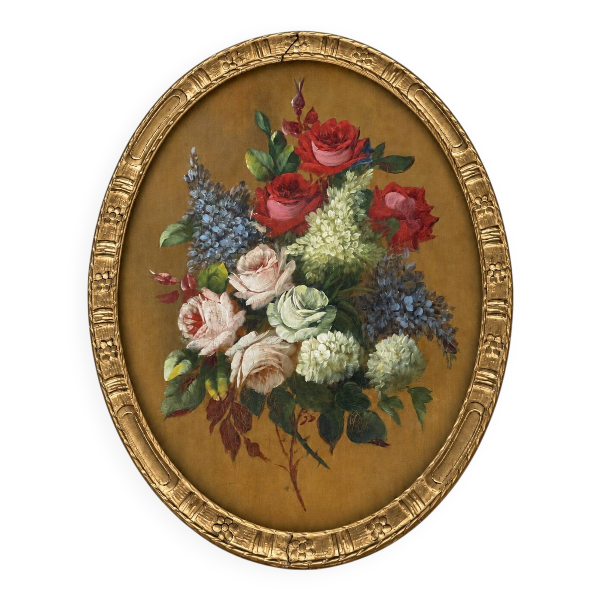 Still life with flowers. Oil on panel.