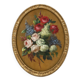Nature morte avec des fleurs. Huile sur panneau.