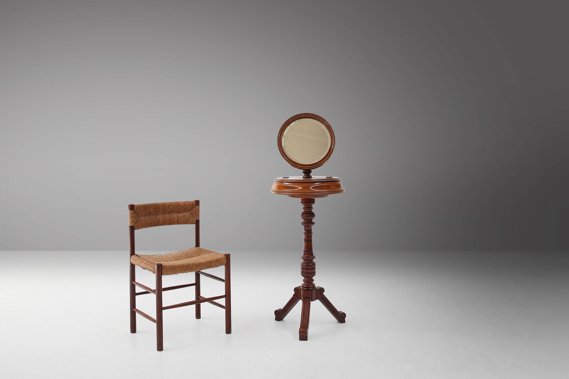 Romantic Make‑Up Mirror with Side Storage, France 1850s