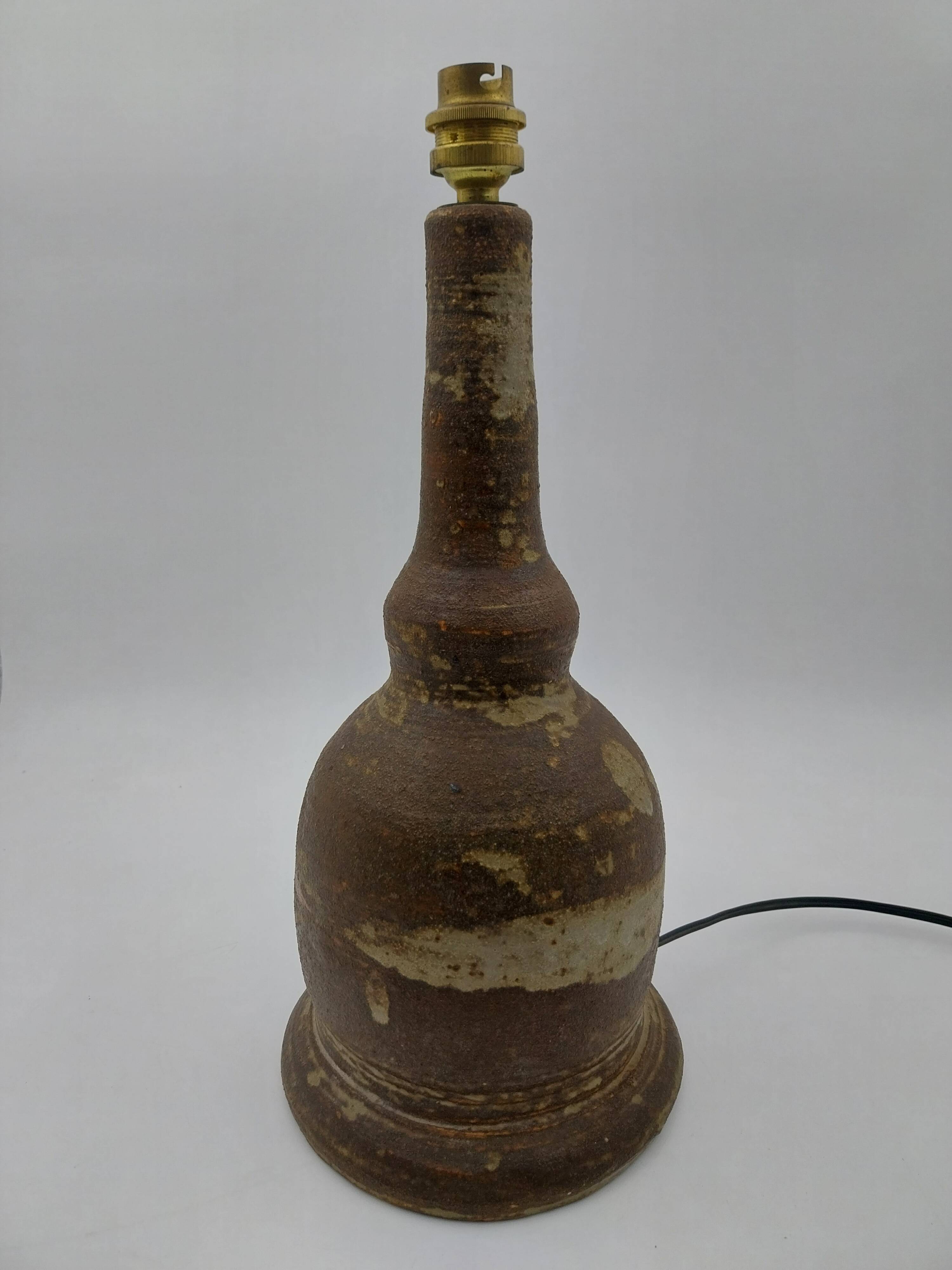 Vintage chamotte earthenware lamp unsigned