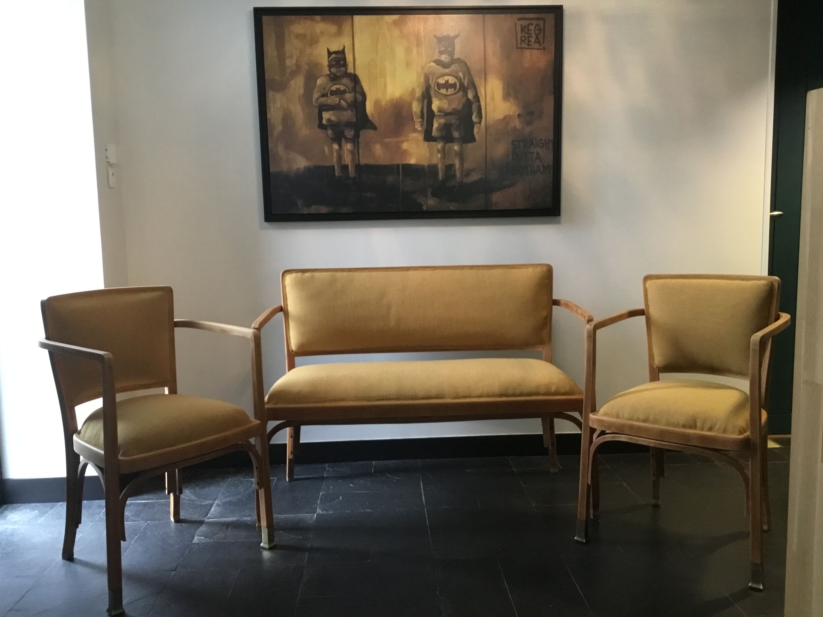 Bench set and pair of Gustave Siegel chairs for J & J Kohn - Viennese Secession