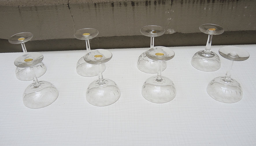 8 old champagne cup cristallerie lemberg lorraine