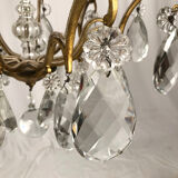 Gilded brass cage chandelier and glass tassels