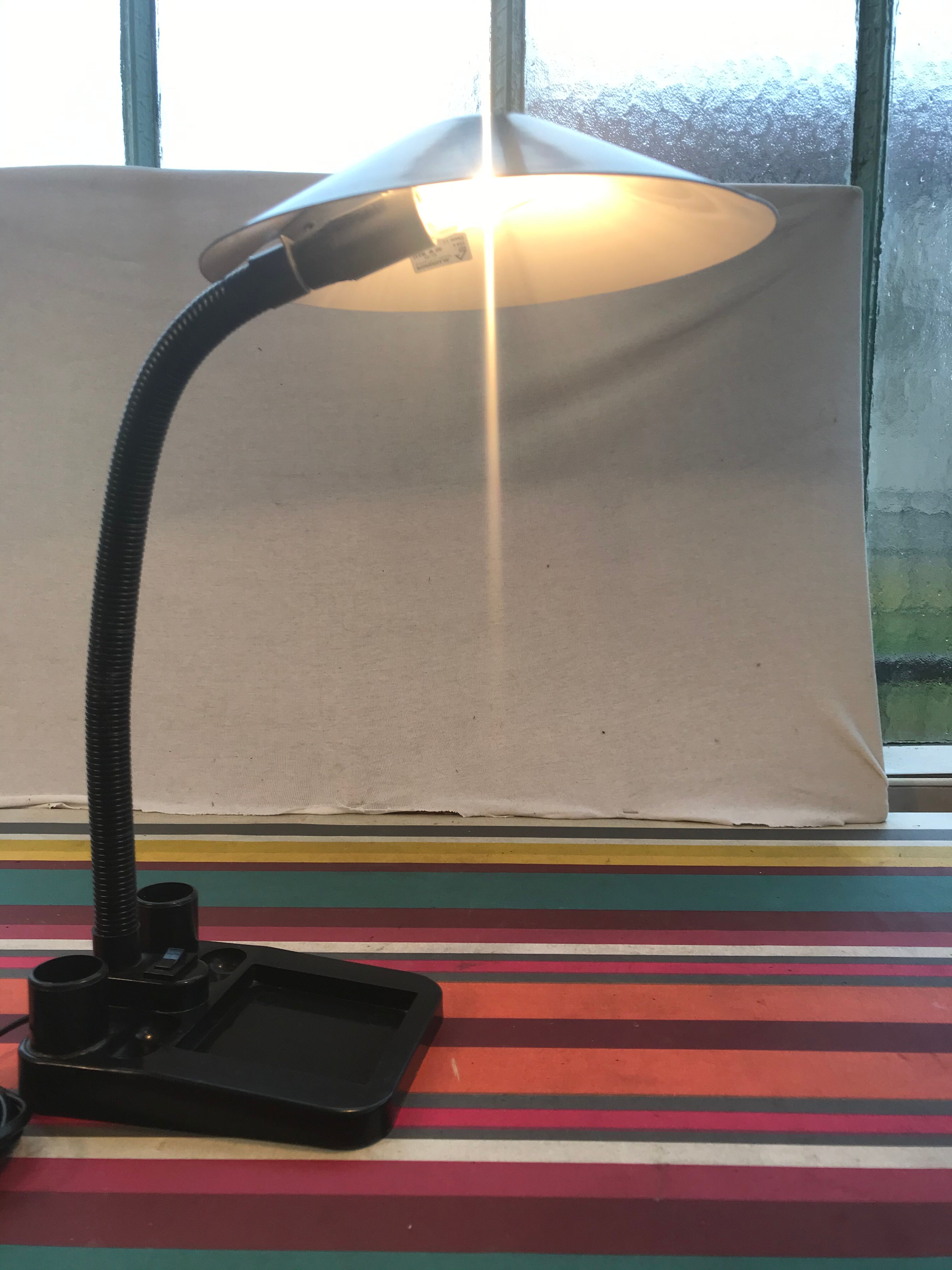 Aluminor metal storage office lamp - black flexible arm vintage 80s