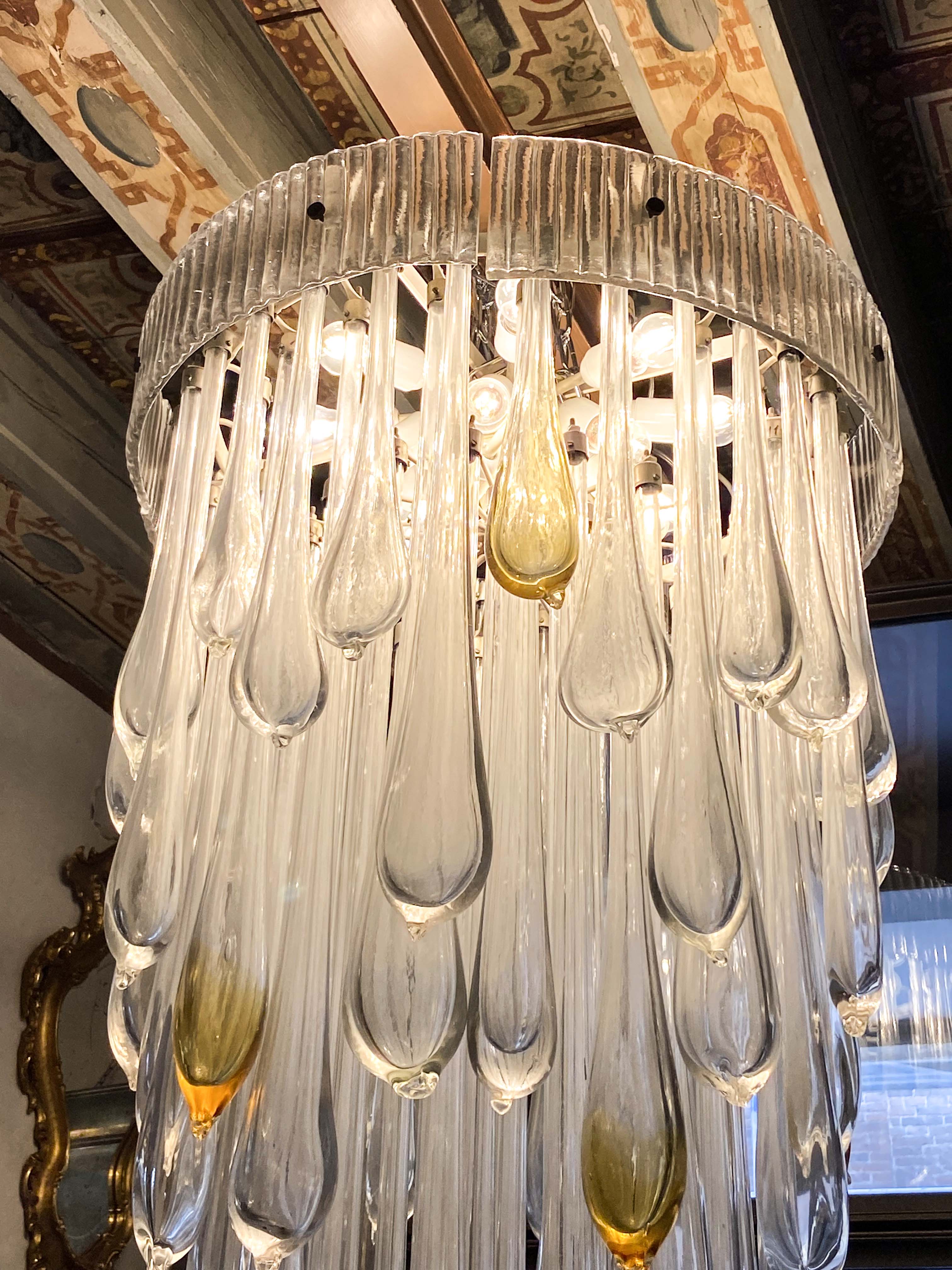 Venini Murano glass chandelier, Italy 1970s