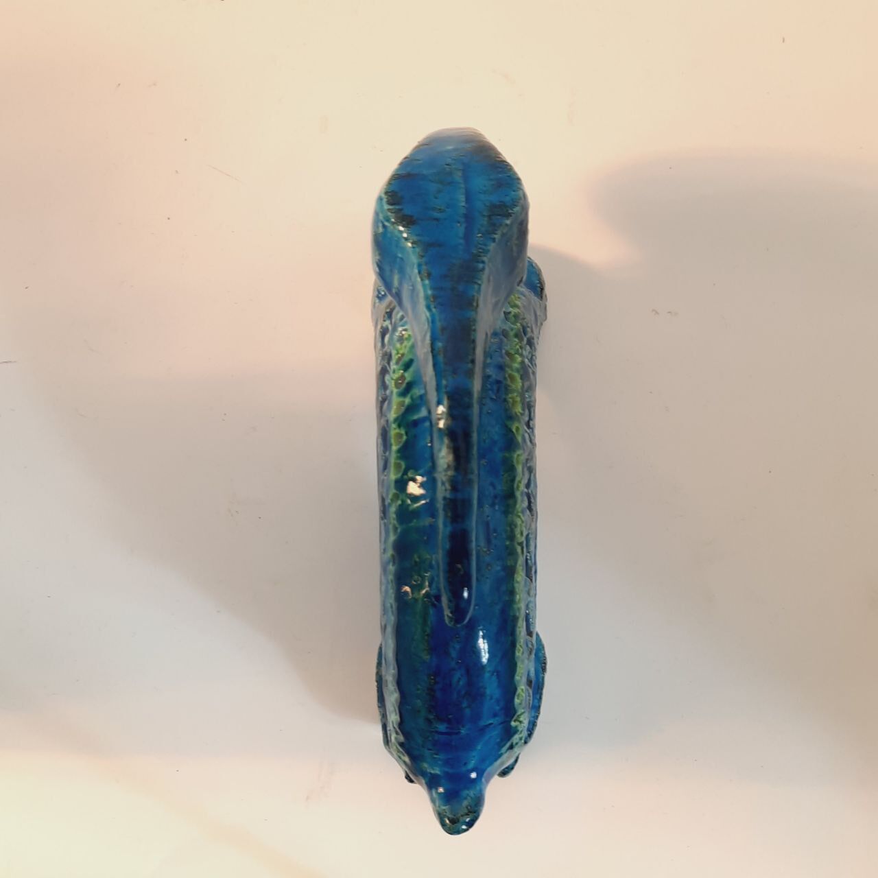 Rabbit statue, vintage, Aldo Londi for Bitossi, Rimini blue series