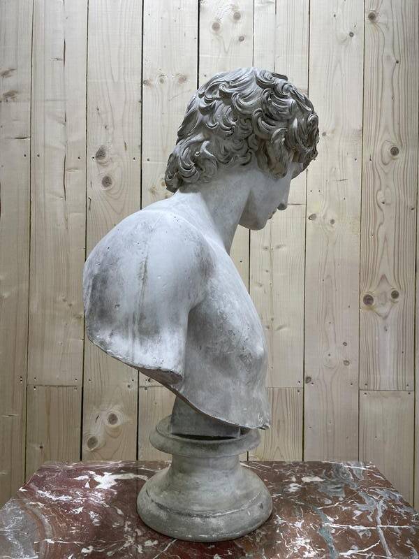 Buste D’Antinous dit Antinoüs Dicouen en plâtre modèle du Louvre