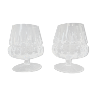 Two crystal alcohol glasses