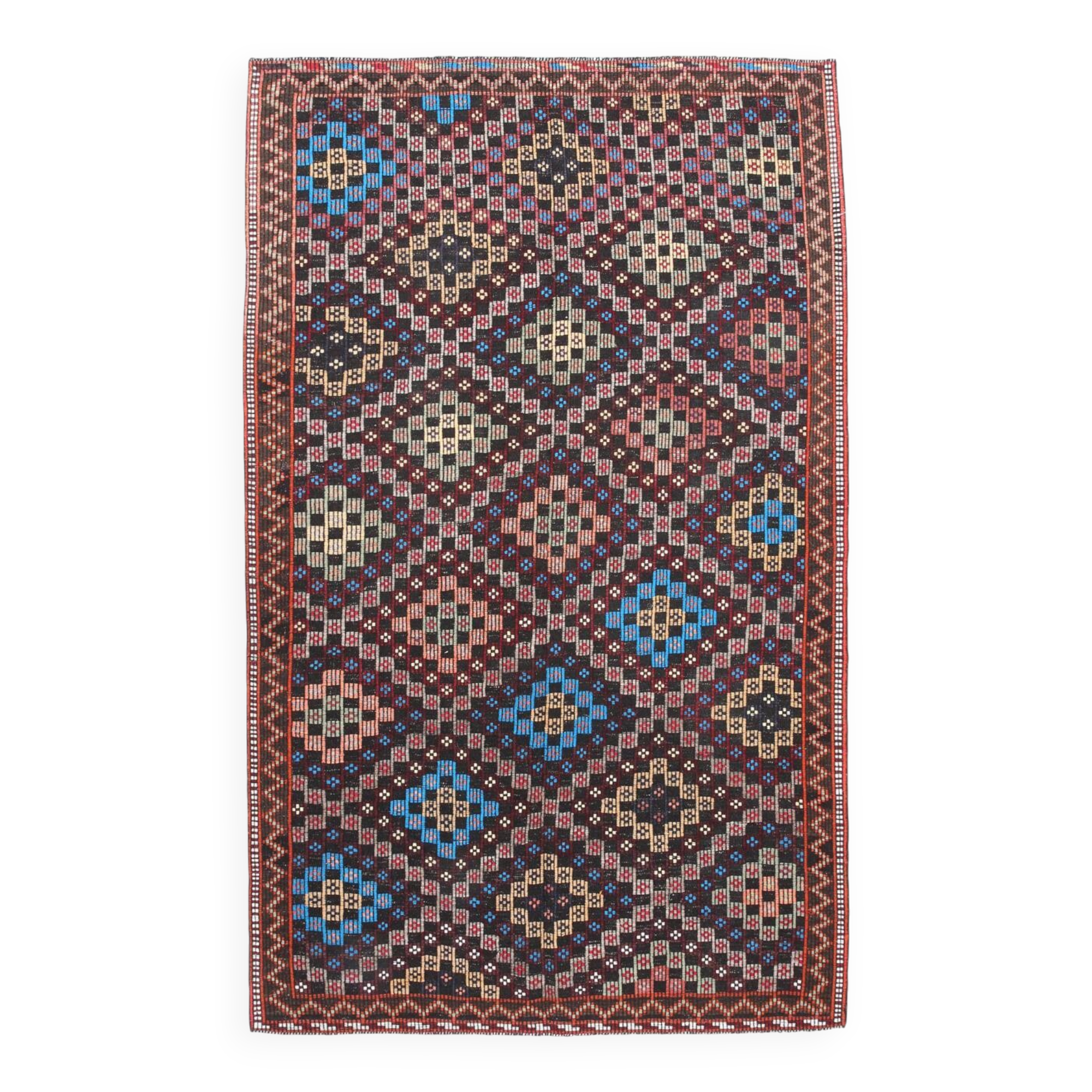 Blue & Burgundy Tribal Kilim Rug, 181x295Cm