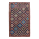 Tapis Kilim tribal bleu et bordeaux