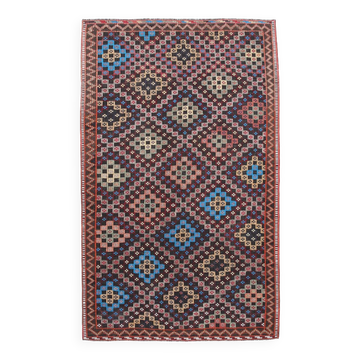 Blue & Burgundy Tribal Kilim Rug, 181x295Cm