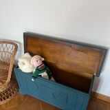 Peacock blue wooden toy chest