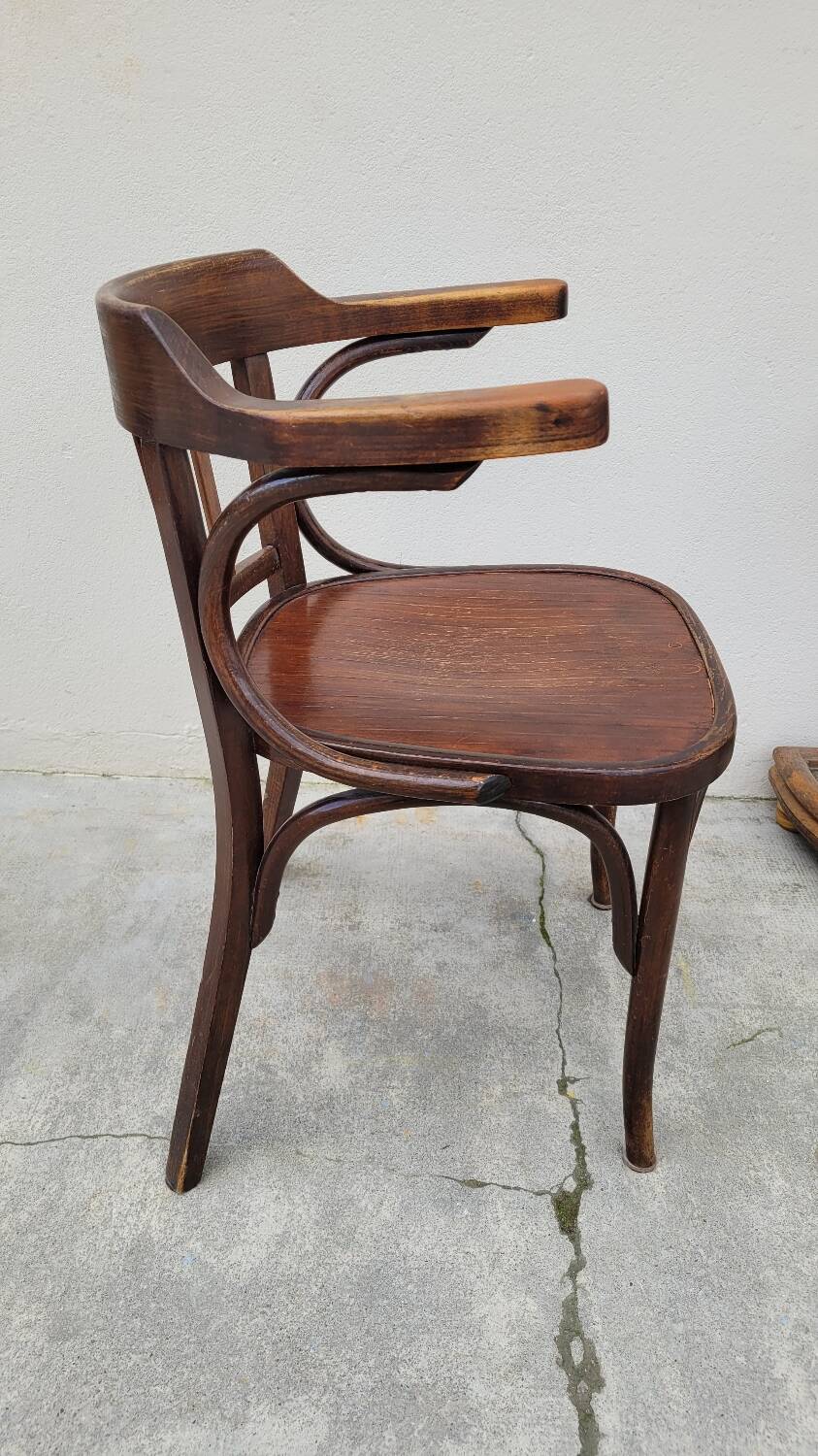 Office chair signed Baumann bistro style curved wood - 1930s