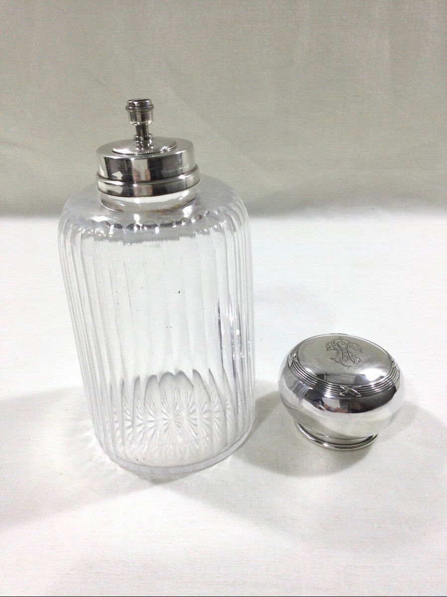 Crystal and silver toilet bottle Saglier Frères