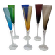 6 Murano colored champagne flutes