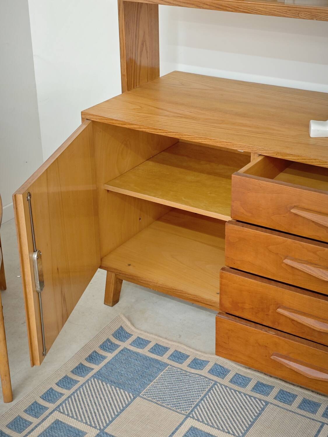 High sideboard, wooden display cabinet by Frantisek Jirak – 1960