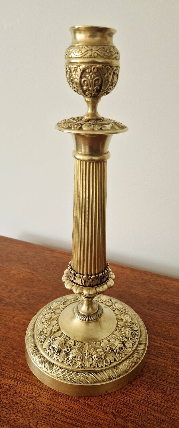 Empire gilded bronze candlestick, 19th century