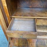 19th century secretary desk in solid walnut and burr grey marble
