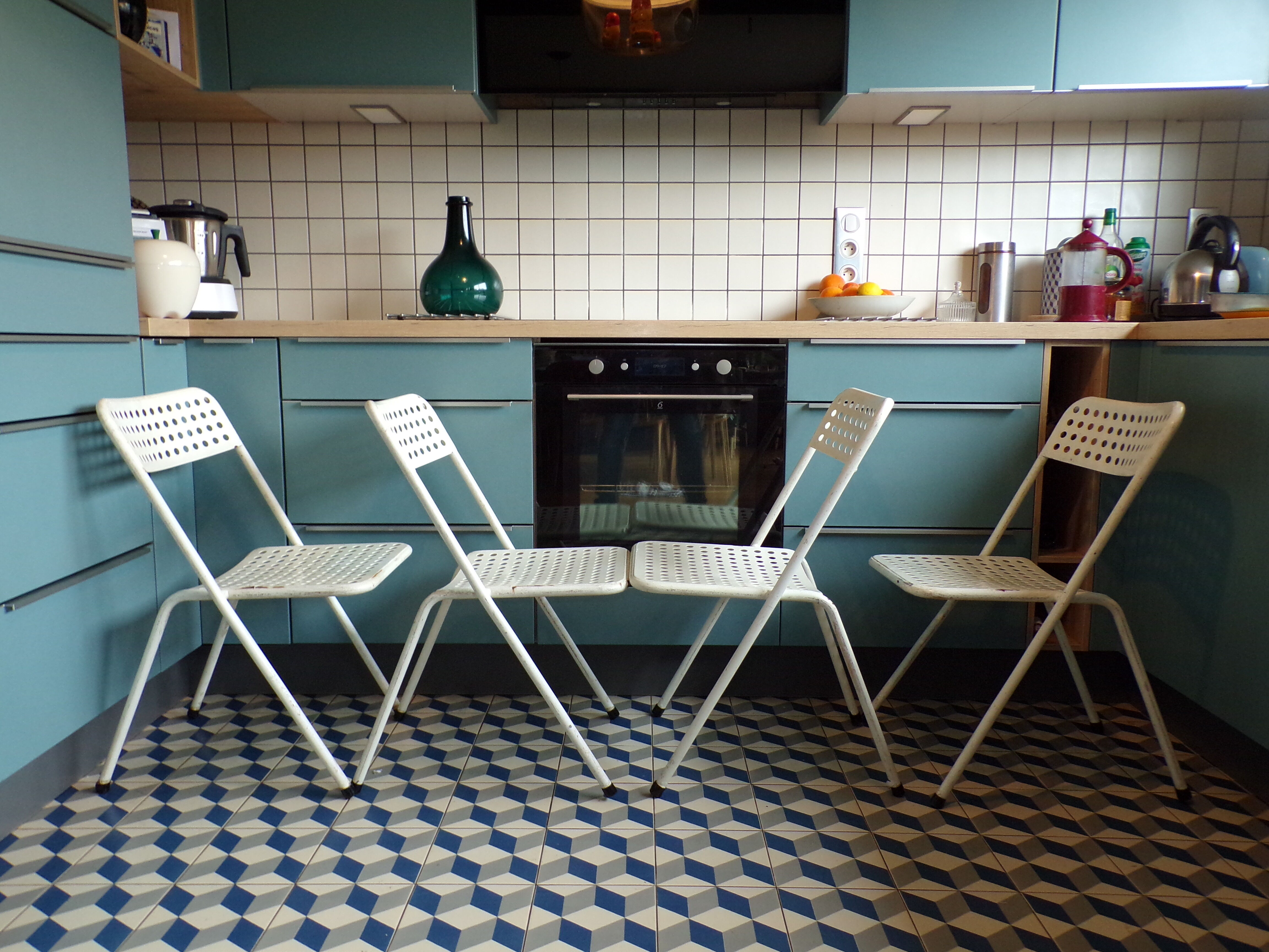 Suite 4 chaises terrasse vintage