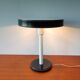 Vintage green leather and white metal table lamp
