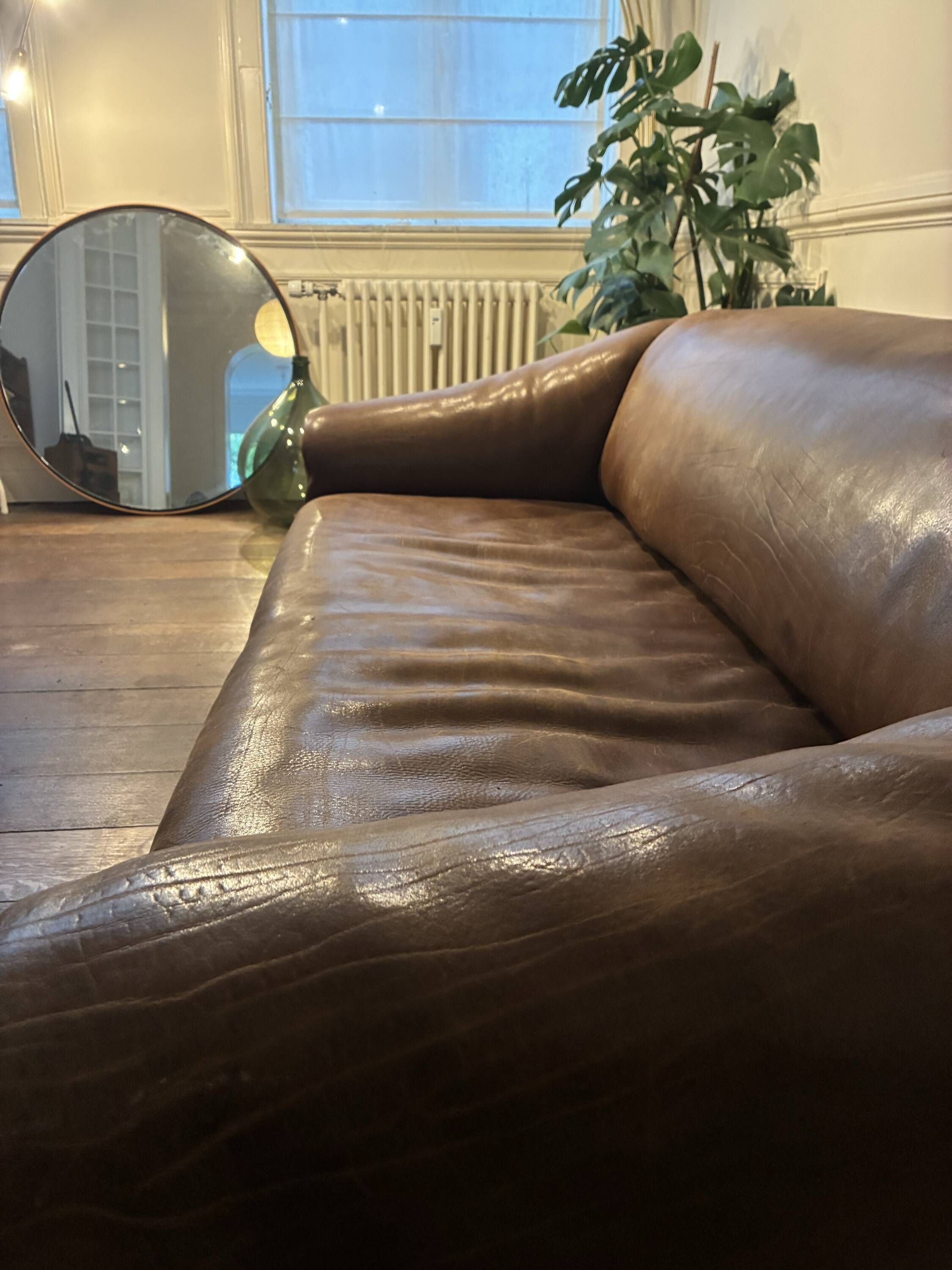 DS-47 three-seater sofa by de Sede in cognac leather.