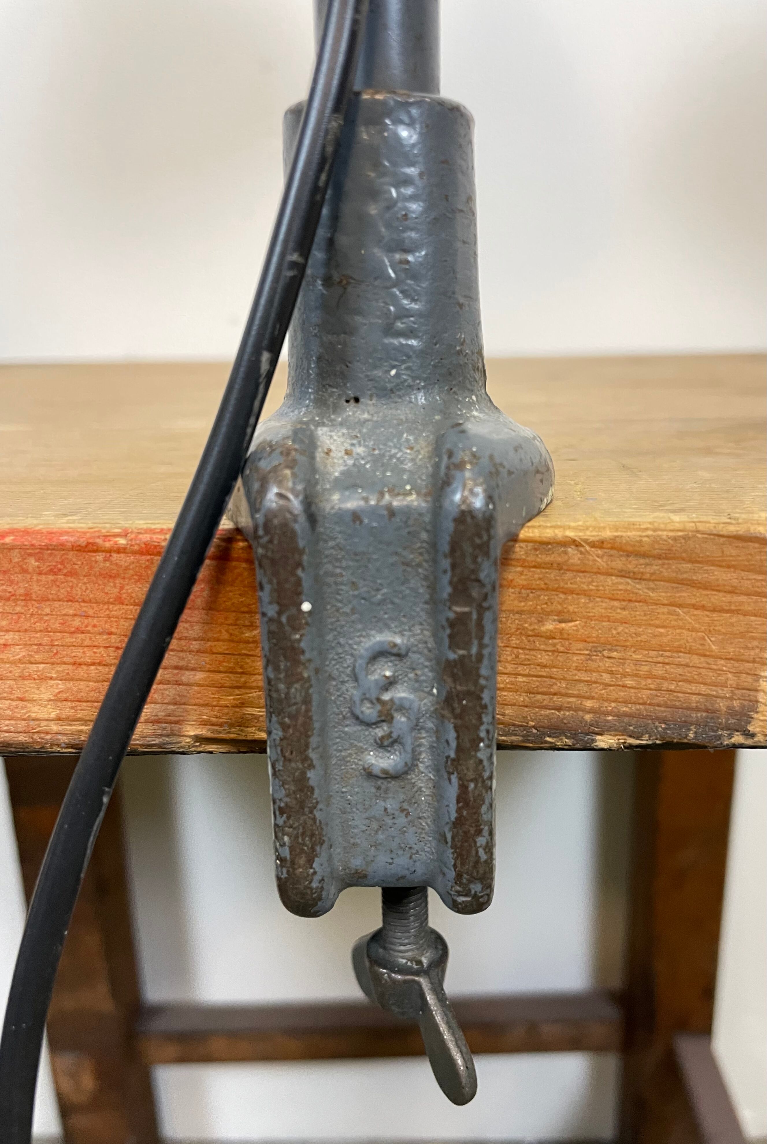 Industrial Grey Enamel Gooseneck Desk Lamp from Siemens, 1950s